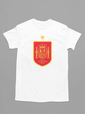 NEW Spain Espana National Soccer Team Big Logo T-Shirt WHITE